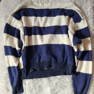 Free People Navy and Cream Striped Sweater